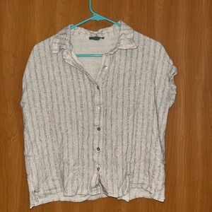 Striped Button-Up Blouse - Cream